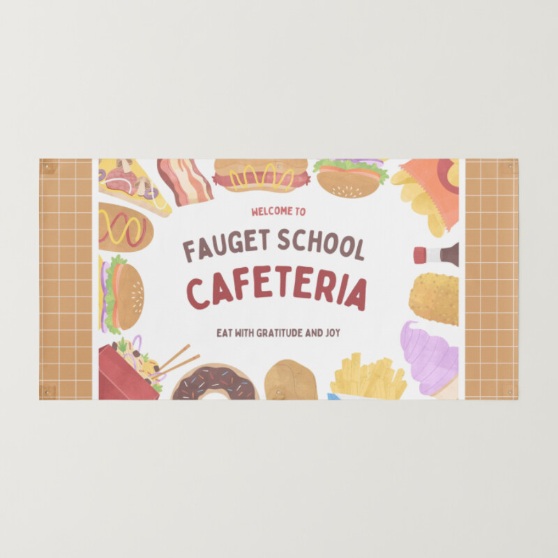 Colorful Playful Illustrative School Cafeteria Banner
