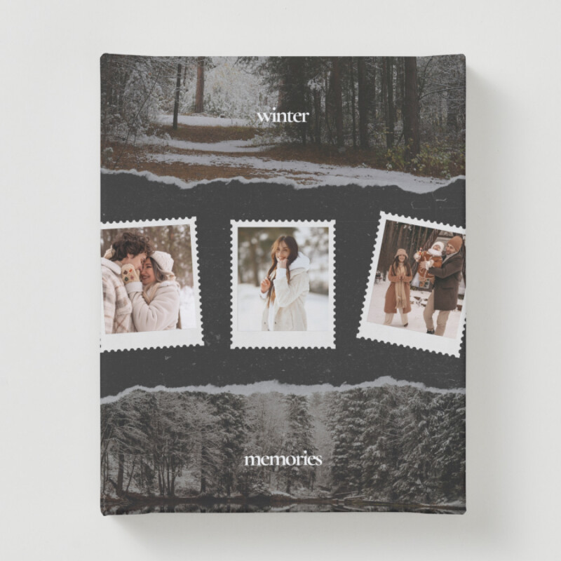 Black and Brown Vintage Polaroid Winter Moodboard Photo Collage Canvas Print