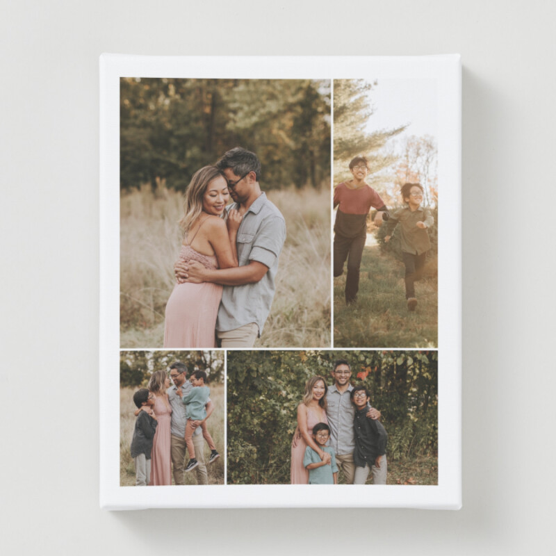 White Modern Simple Photo Grid Collage Family Canvas