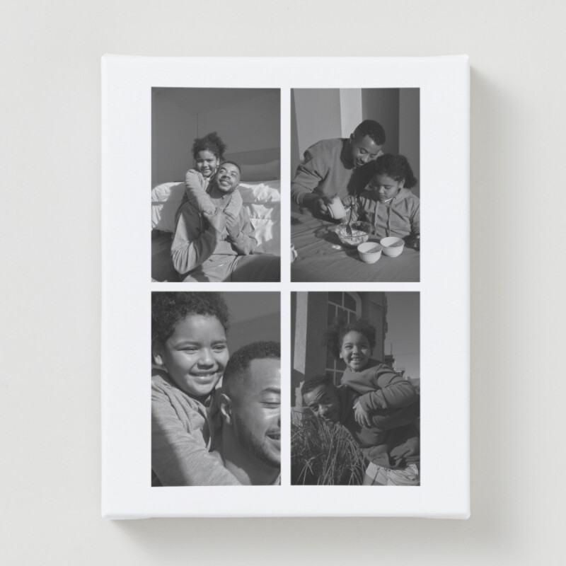 White Black Clean Minimalist Family Photo Collage Canvas Print 
