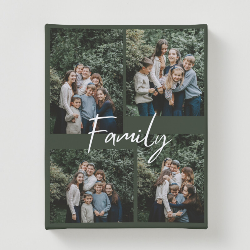 dark green natural family photo collage canvas print
