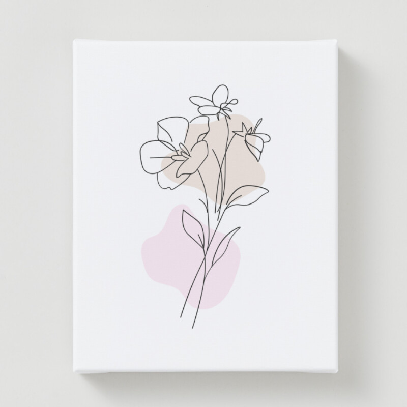 Lineal Art Drawing Flowers Simple Canvas Print