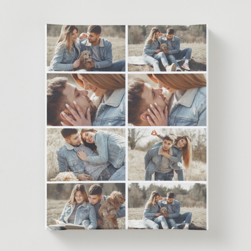 neutral aesthetic cute couple family photo collage canvas print