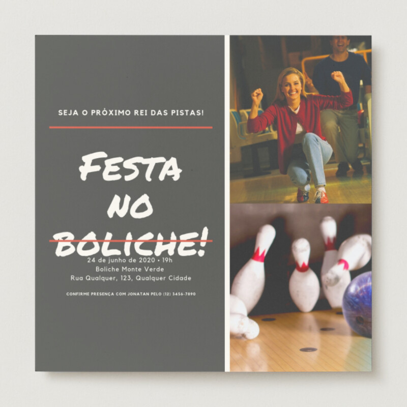 Convite à Boliche de Aniversário para boliches