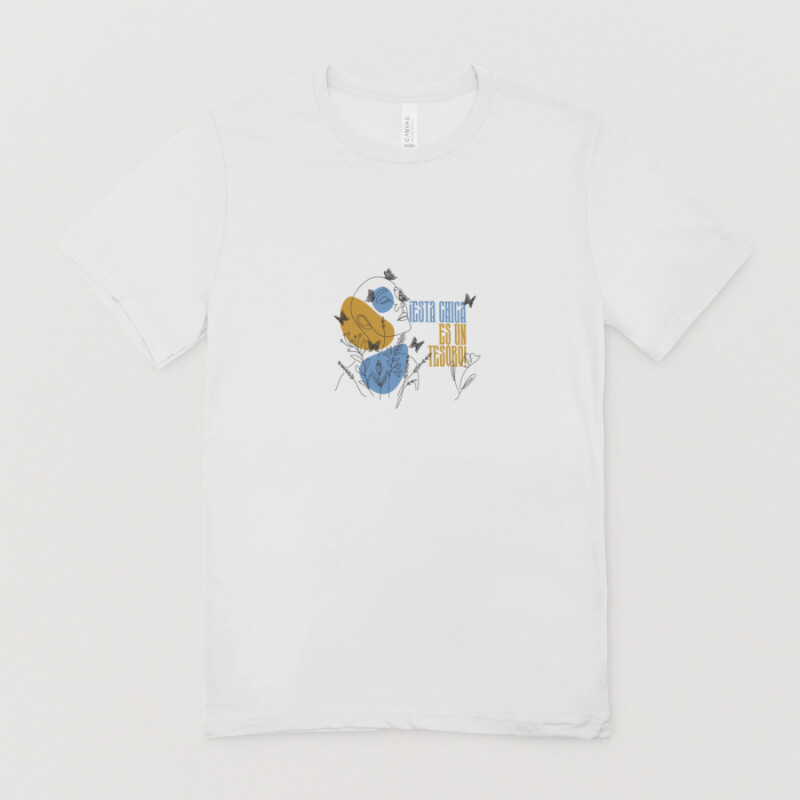 Mostaza Azul y Blanco Abstracto y Floral Frase Impresión Camiseta 