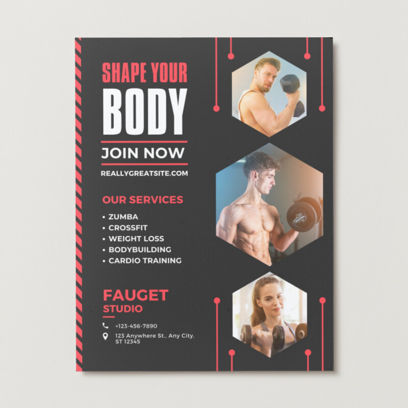 Red And Black Fitness Studio Flyer