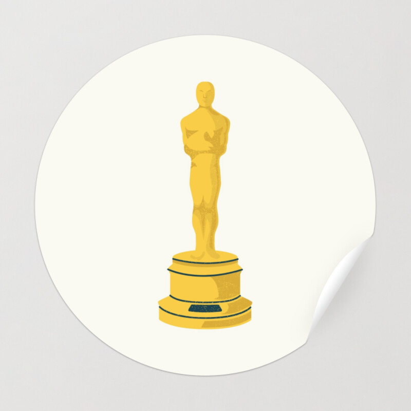 Gold Modern Vintage Film and Theater Oscars Statuette Circle Round Laptop Sticker