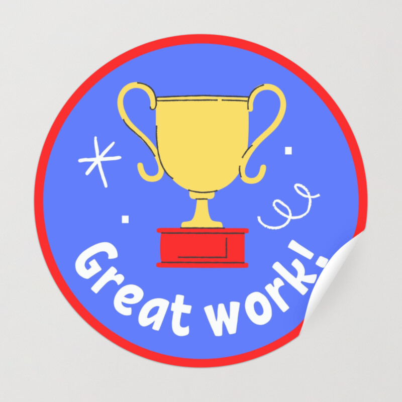 Great Work Trophy Student Sticker