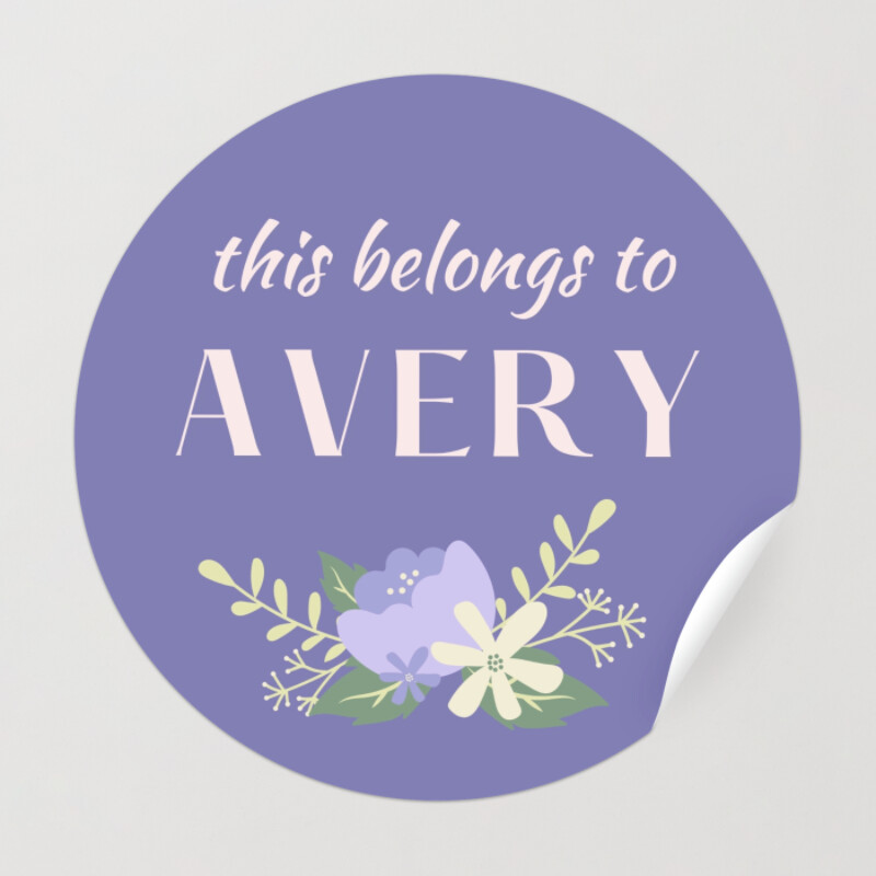 Ownership to Personal Stuff and Things Floral Purple Sticker