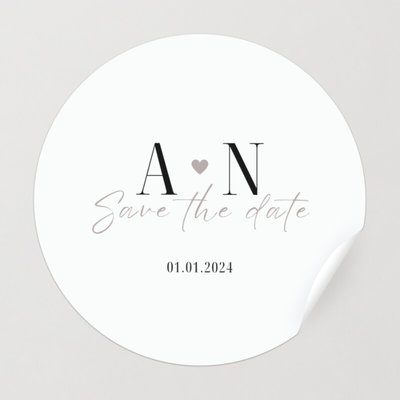 Minimalist Elegant Save the Date Wedding Circle Sticker Template