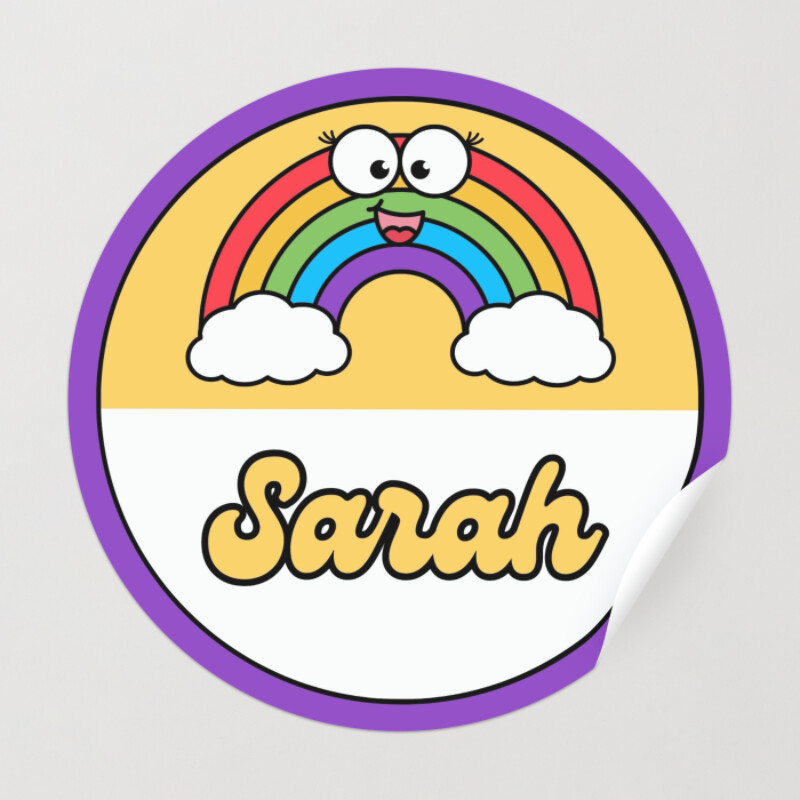 Colorful Cartoon Rainbow Name Sticker