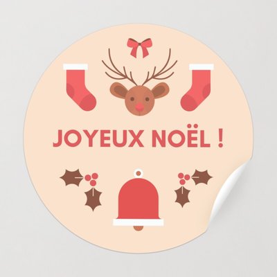 Stickers Joyeux Noël Rouge & Bois