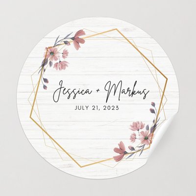 2 Round Watercolor Floral Monogram Stickers