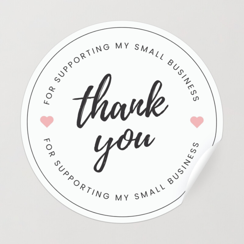Thank You Kraft stickers handwriting - pick your size