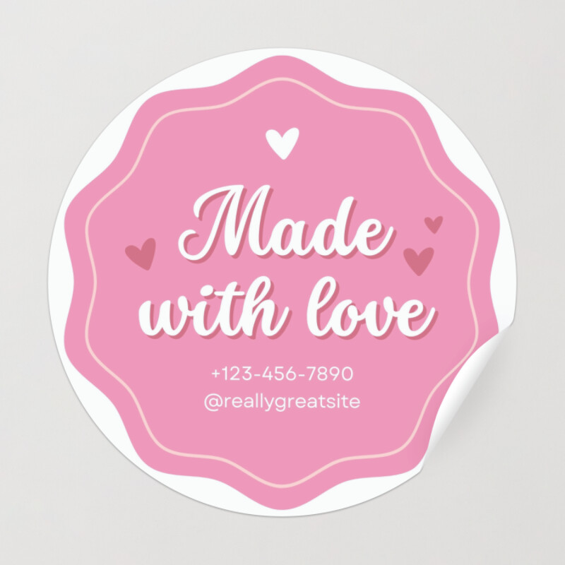 500PCS Hand Made With Love Stickers Handmade Homemade Heart Labels You New
