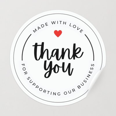 Handmade with Love Stickers - Personalised Thank You For Your Order Labels  for Small Businesses