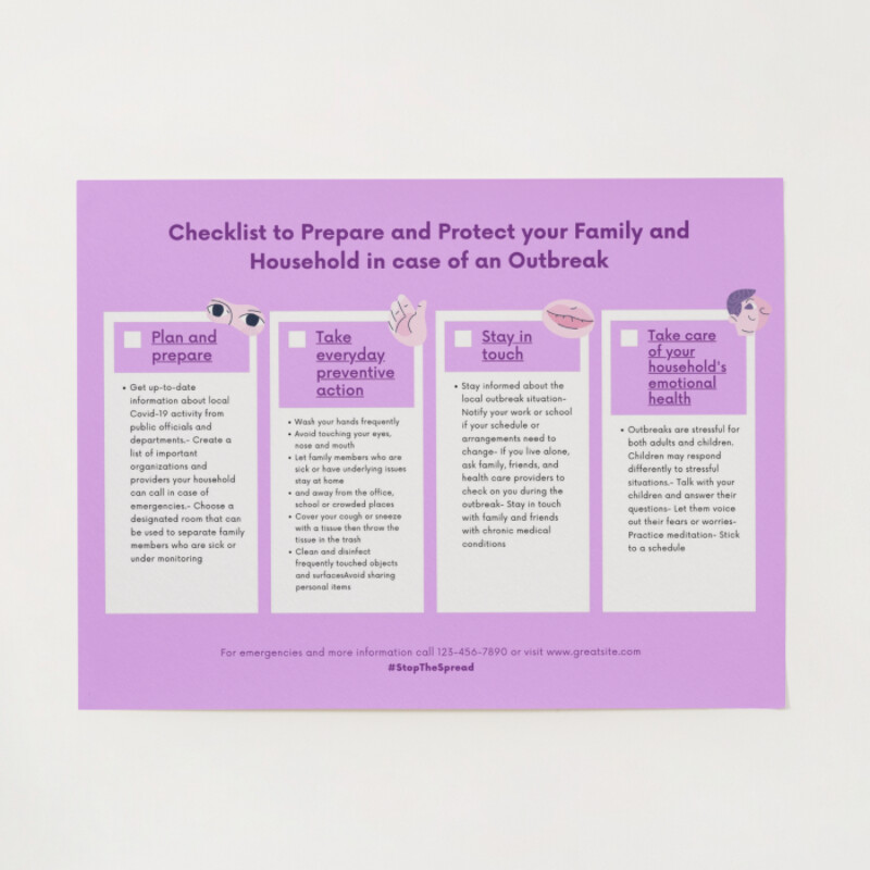 Purple and White Coronavirus Prepare and Protect Poster