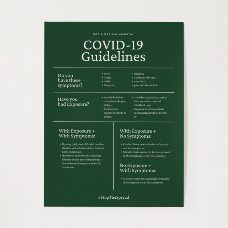 Green and White Covid-19 Guidelines Poster