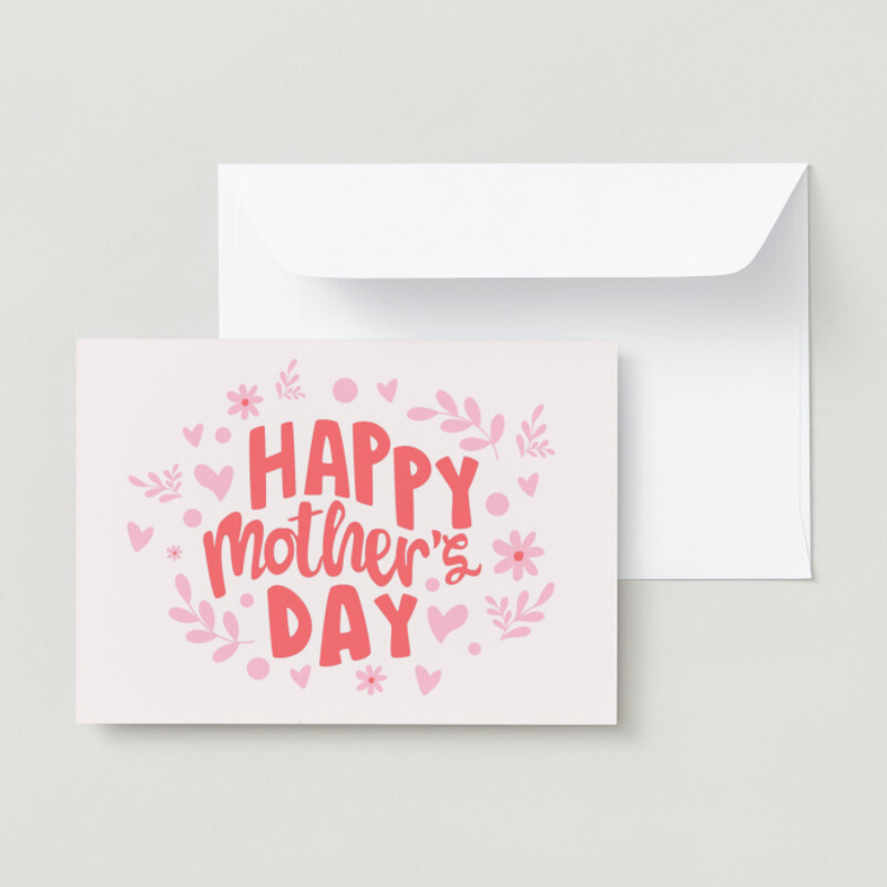Pink Cute Organic Mothers Day Card