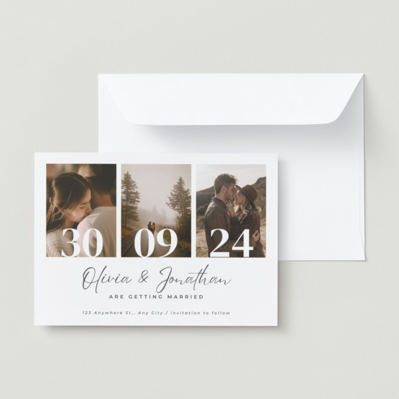 Couple Photo Collage Simple Wedding Invitation