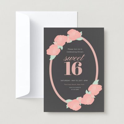 Sweet 16 Boho Dusty Pink Floral 16th Birthday Invitation