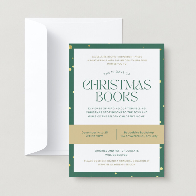Green and Gold Classy and Elegant Business Holiday Invitation