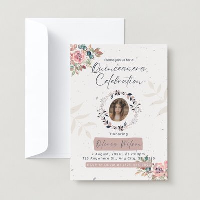 Quinceanera Damas and Chambelanes Card in Spanish. Tarjeta 