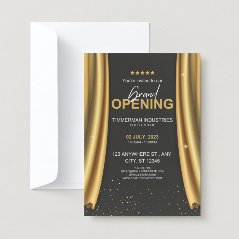Black and Gold Luxury Grand Opening Invitation