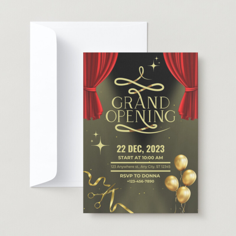 Red and Green Classic Grand Opening Invitation