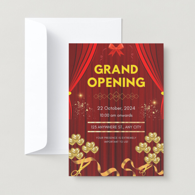 Red Decorative Grand Opening Ceremony Invitation