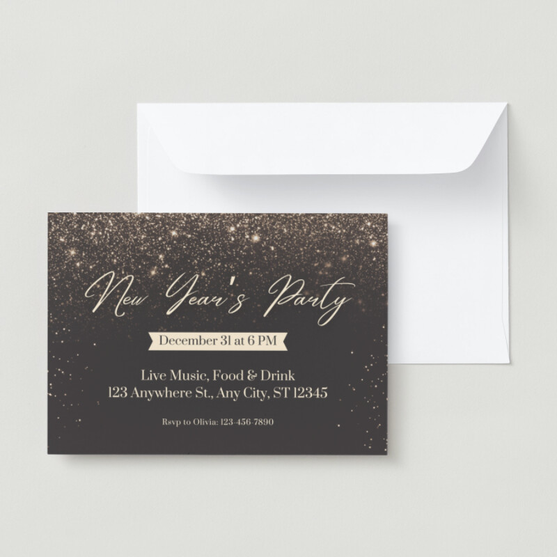 Brown and Gold Elegant New Year Party Invitation