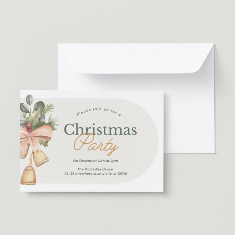 Aesthetic Watercolor Christmas Party Invitation