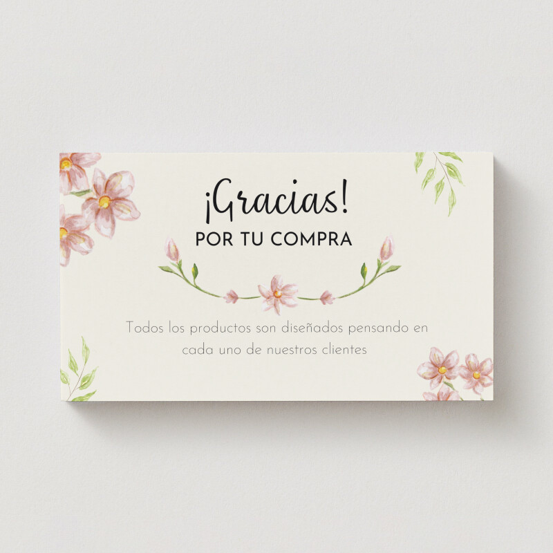 tarjeta de agradecimiento gracias floral beige