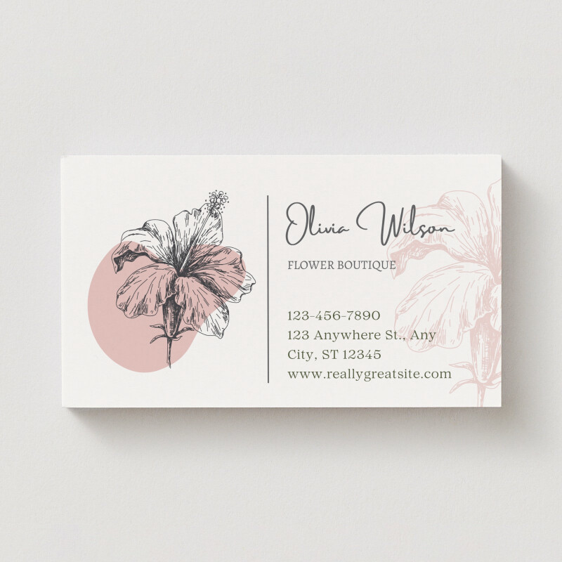Cream and Pink Delicate  Flower Boutique Single-Side Business Card  