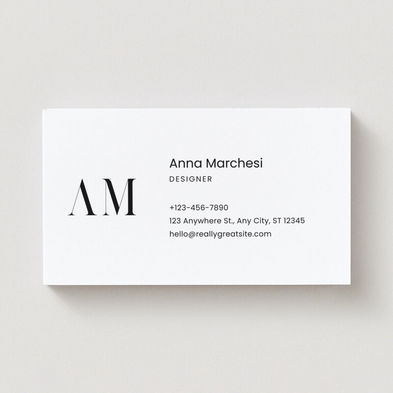 Cream Black Minimalist Modern Monogram Letter Initial Business Card