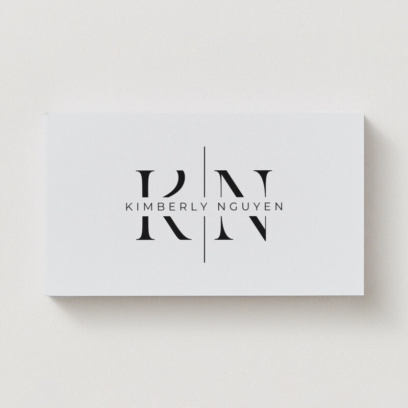 Grey Black Modern Elegant Name Initials Monogram Business Card