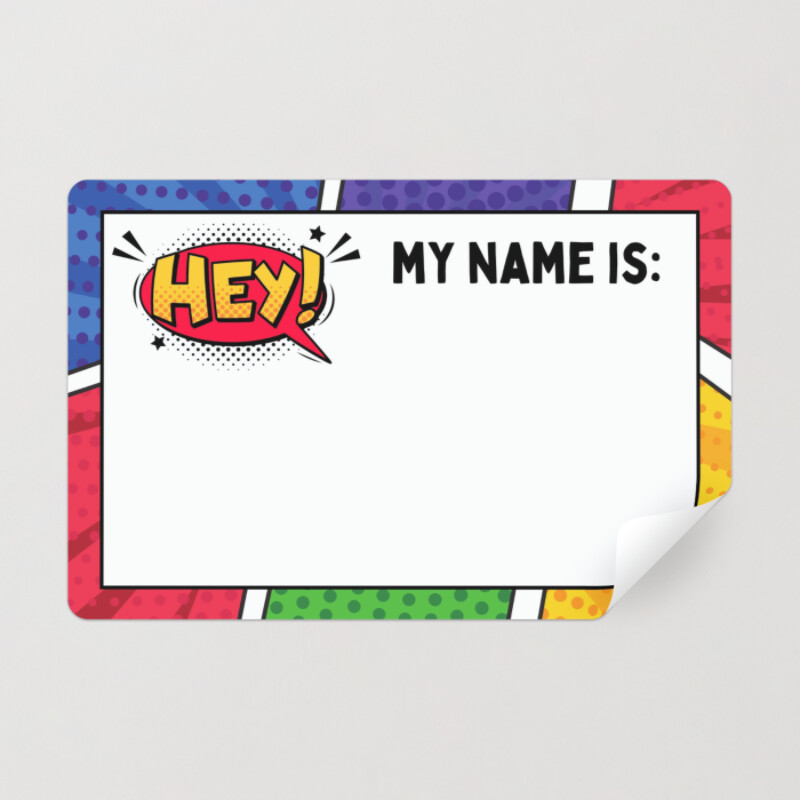 Student Name Rectangle Sticker Colorful Comic Illustrative Style