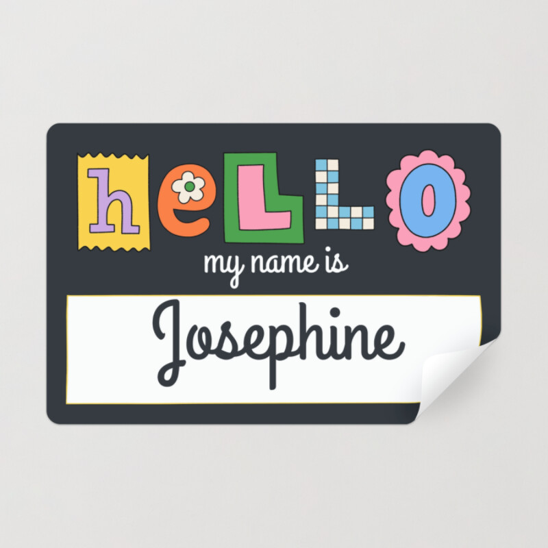 Colorful Abstract Hello My Name is Sticker