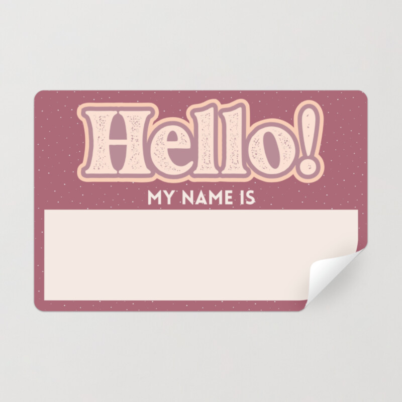Pink Spotty Hello My Name Is Sticker