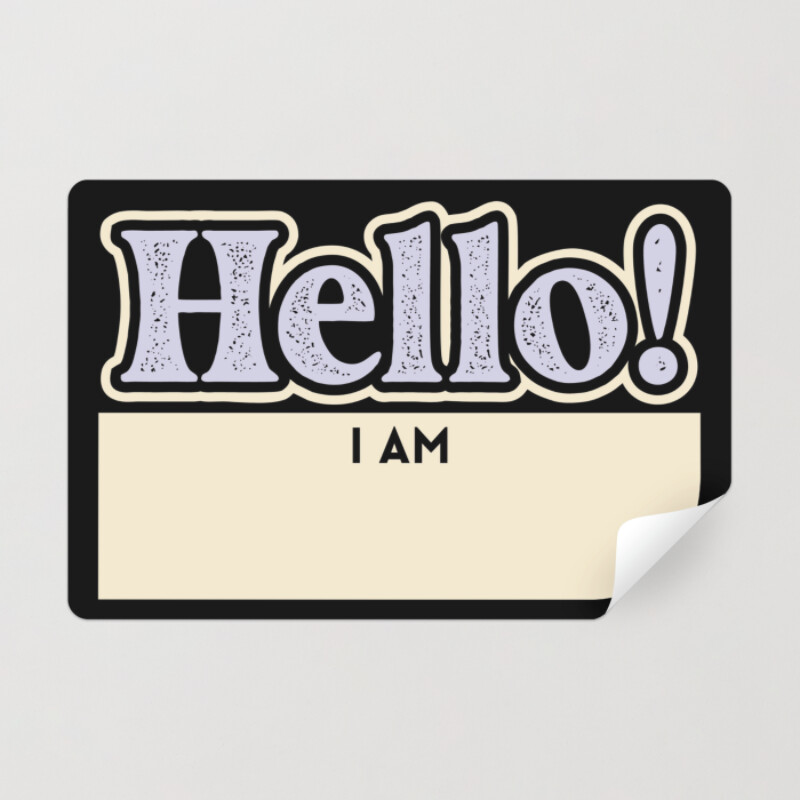 Colorful Retro Hello Name Sticker
