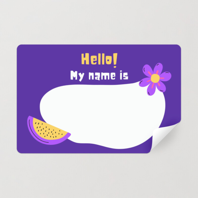 Purple and Yellow Playful Kids Name Rectangle Sticker