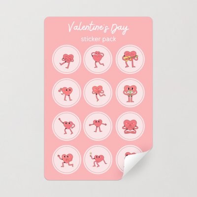 Valentine's Day Cartoon Pattern Stickers Suitable As Book, Party Decorations