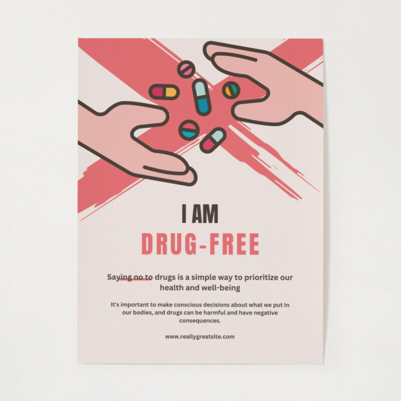 Simple Pastel I Am Drug Free Poster